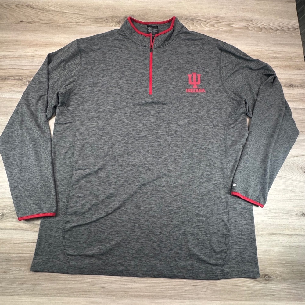 Colosseum Mens Indiana Hoosiers Quarter Zip Pullover Gray Red 1XLT Tall NCAA